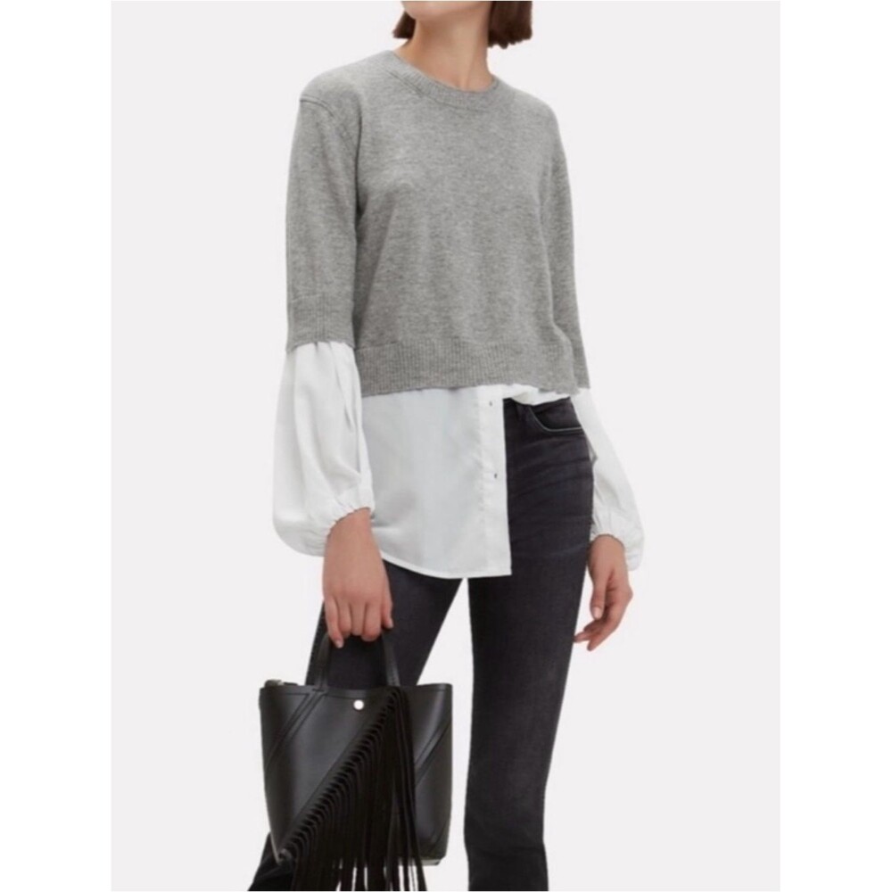 Brochu Walker Ebella Looker Layered Crew Wool Cashmere Sweater Medium